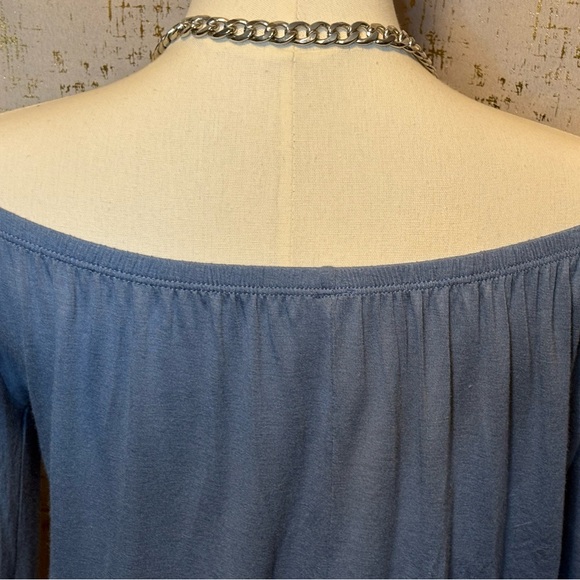 Jazzy Blue Off-Shoulder Women's Top - Picture 5 of 7